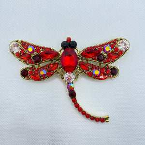 Dragonfly Luxury Brooch (RED)